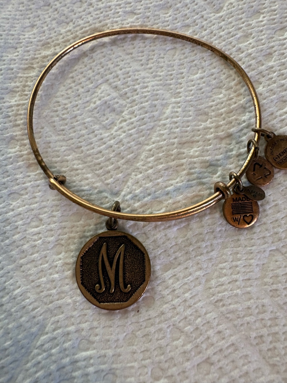 Alex and Ani Gold Initial M Charm Bangle Bracelet